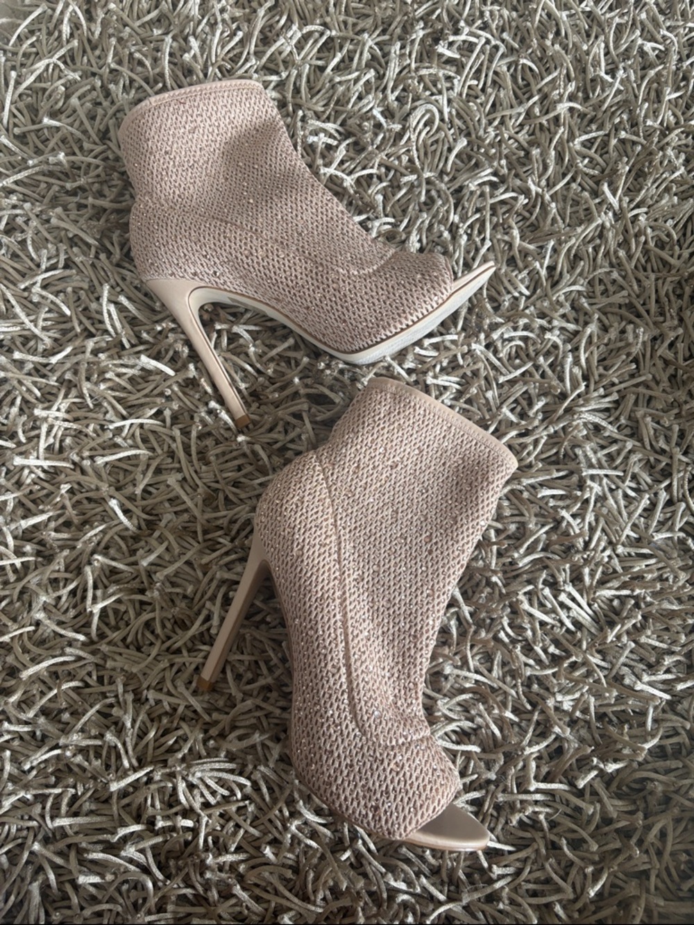 Aldo Beige Knit Peep-Toe Stiletto Booties - Picture 7 of 7
